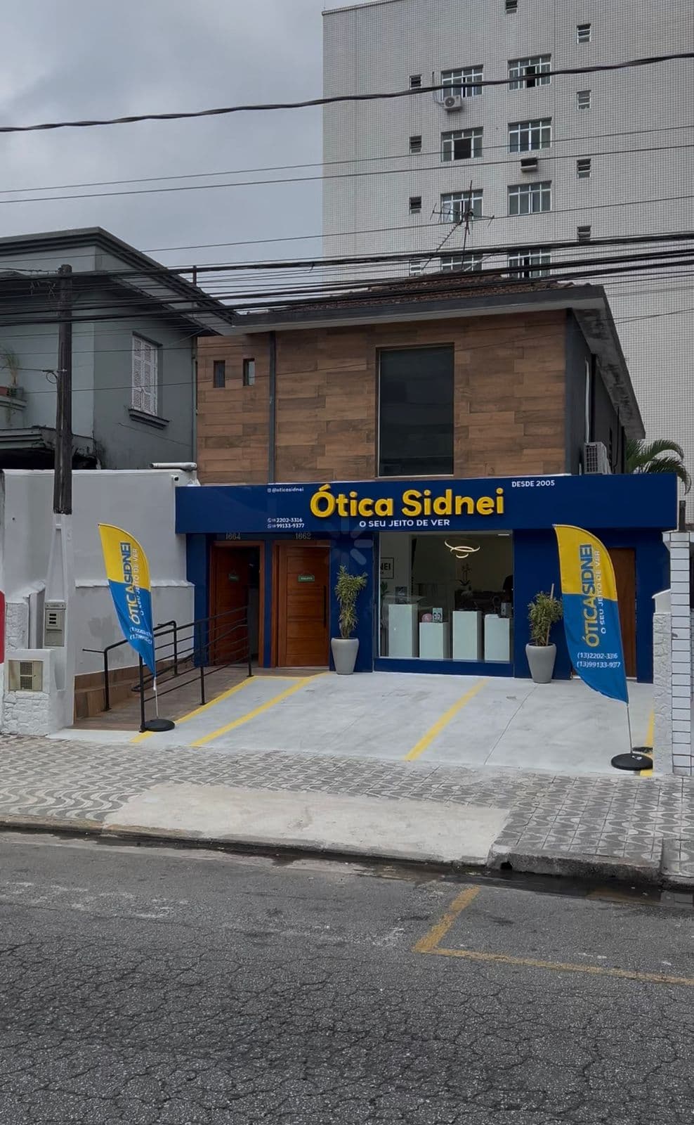 Fachada da Ótica Sidnei em Santos